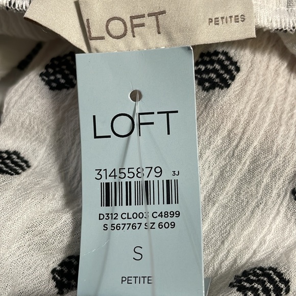 Loft Women’s Size Small Petite NWT Blouse Top White & Black 3D Embellishment - Picture 9 of 10